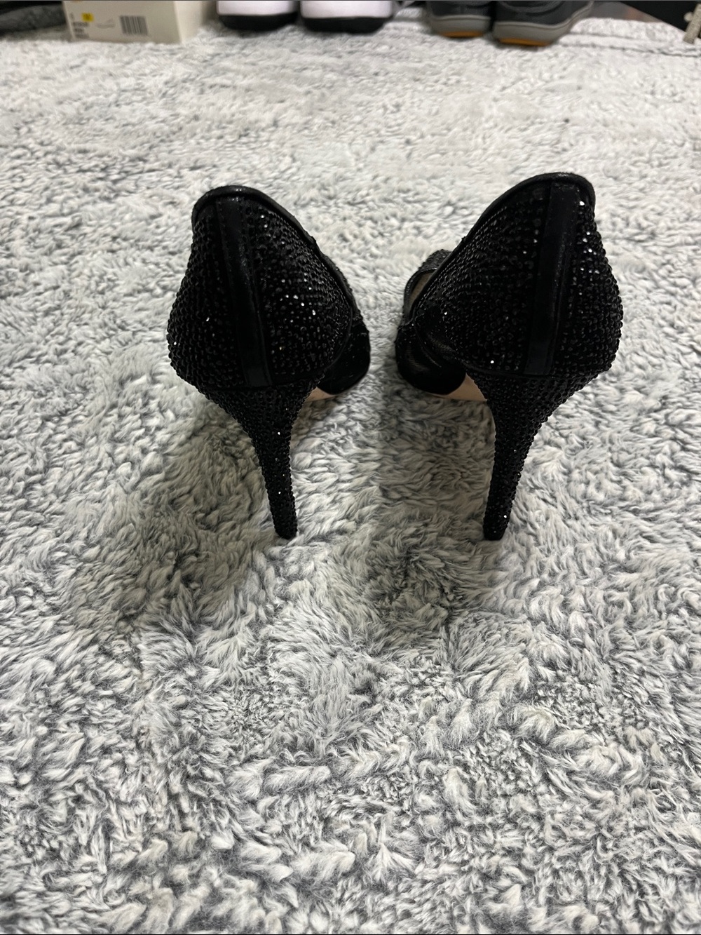 Jessica Simpson Black Mesh Pointed Rhinestone Heels - Picture 6 of 7